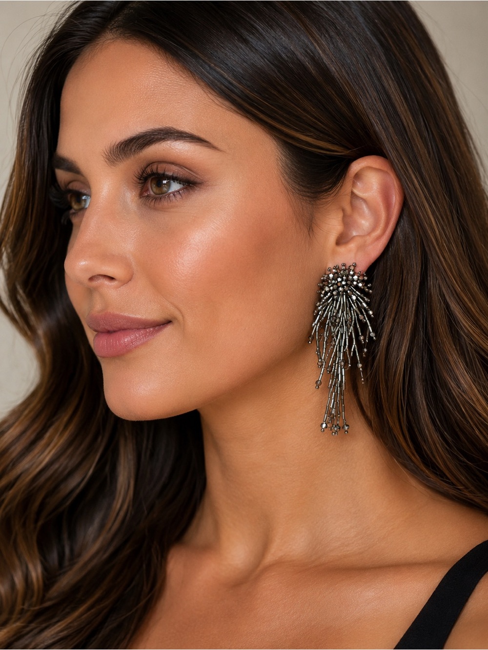 Statement Metallic Dangle Earrings - Silver Tone